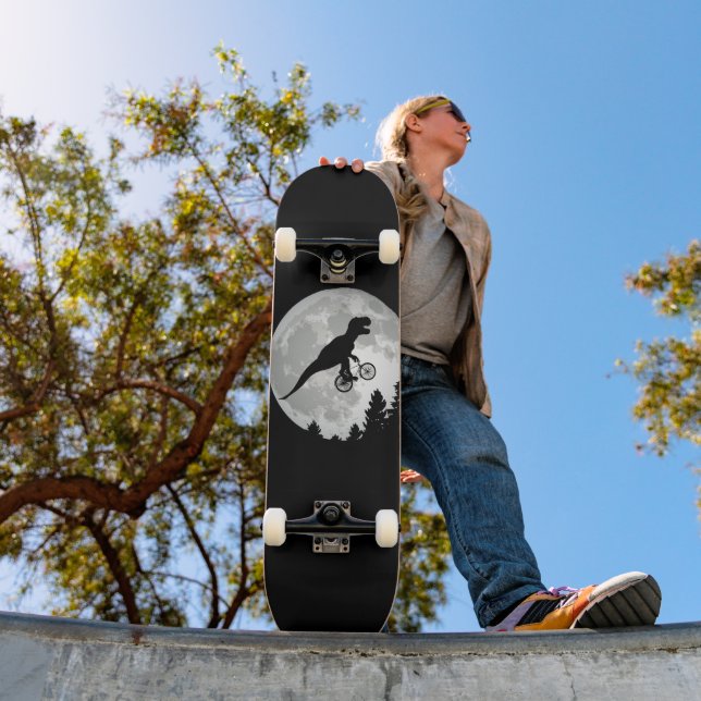 Flying T-Rex in the Night Sky Pop Culture Skateboard (Outdoor 1)
