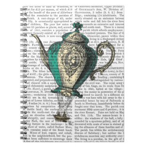 Flying Teapot 1 Green and Yellow Notebook