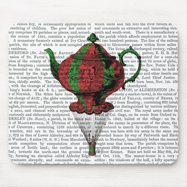 Flying Teapot 2 Red and Green Mouse Pad (Front)