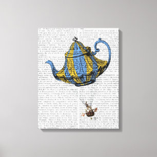 Flying Teapot 3 Blue and Yellow Canvas Print
