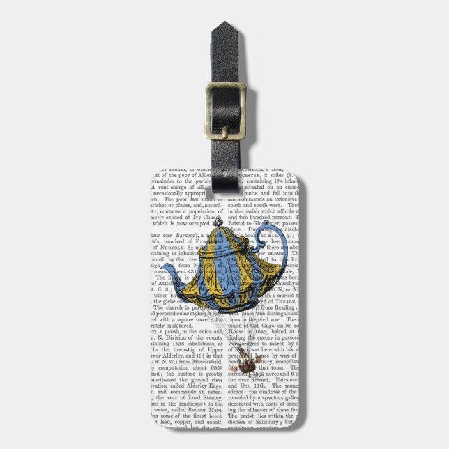 Flying Teapot 3 Blue and Yellow Luggage Tag (Front Vertical)