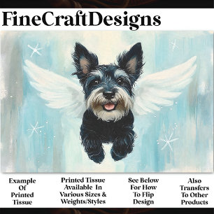 Flying Terrier Puppy Dog With Wings AU8 Decoupage Tissue Paper