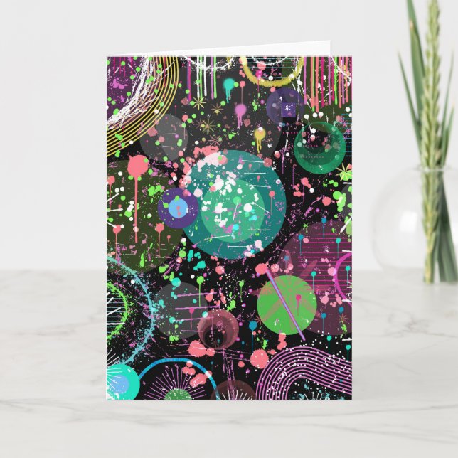 Flying Through Space: A Maximalist Abstract  Card (Front)