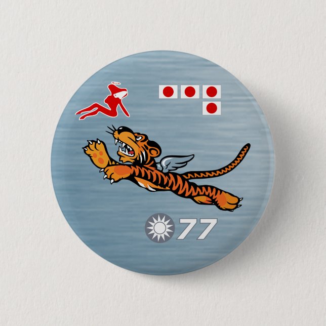 Flying Tigers WWII Nose Art 2 Inch Round Button (Front)