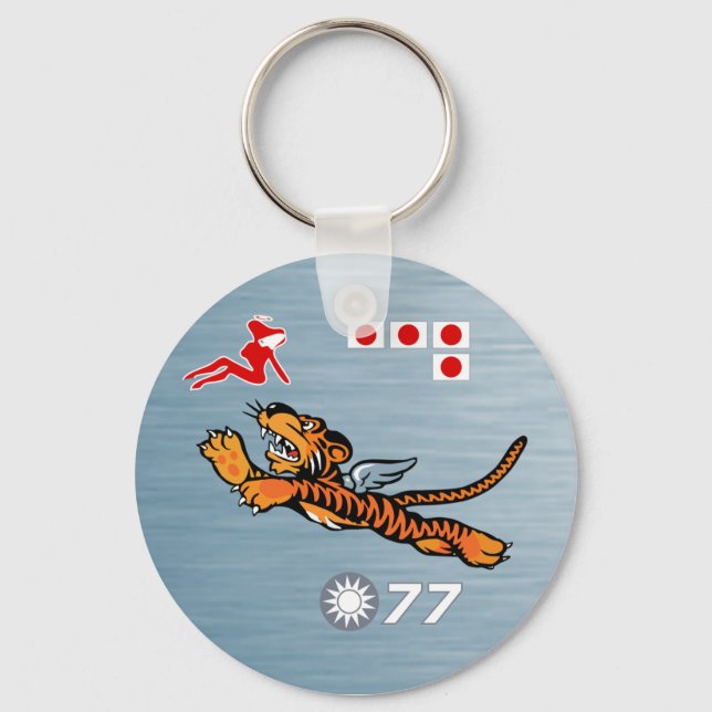 Flying Tigers WWII Nose Art Keychain (Front)