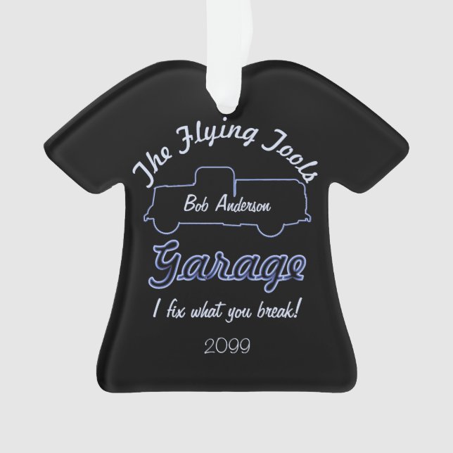 Flying tools garage Christmas ornament (Front)