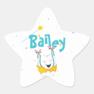 Flying Tooth Sparkly Personalized Blue Playful Star Sticker