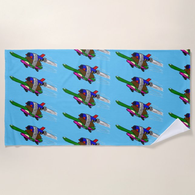 Flying tortoise beach towel (Front)