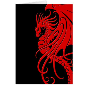 Flying Tribal Dragon - red on black