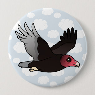 Flying Turkey Vulture 4 Inch Round Button