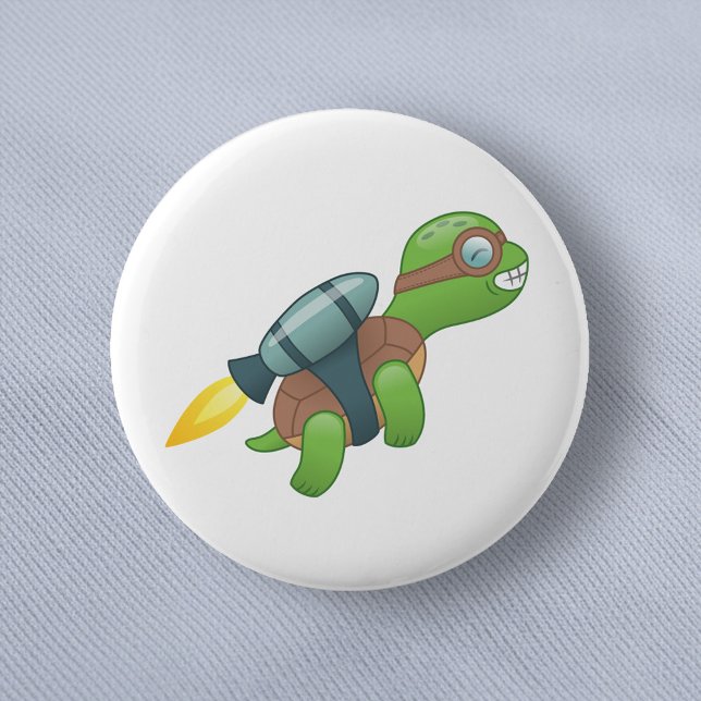 Flying Turtle with a Jetpack 2 Inch Round Button (Creator Uploaded)
