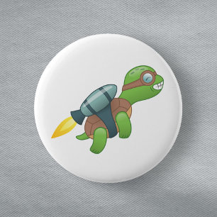 Flying Turtle with a Jetpack 2 Inch Round Button