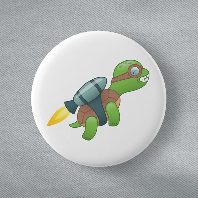 Flying Turtle with a Jetpack 2 Inch Round Button (Creator Uploaded)