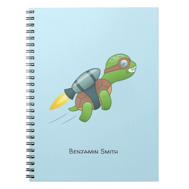 Flying Turtle with a Jetpack Blue Notebook (Front)