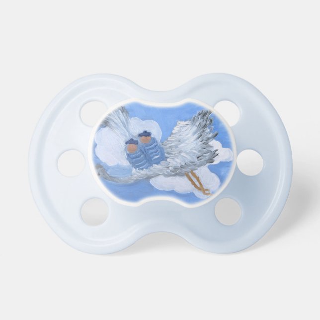 Flying Twin Boy Babies Pacifier (Front)