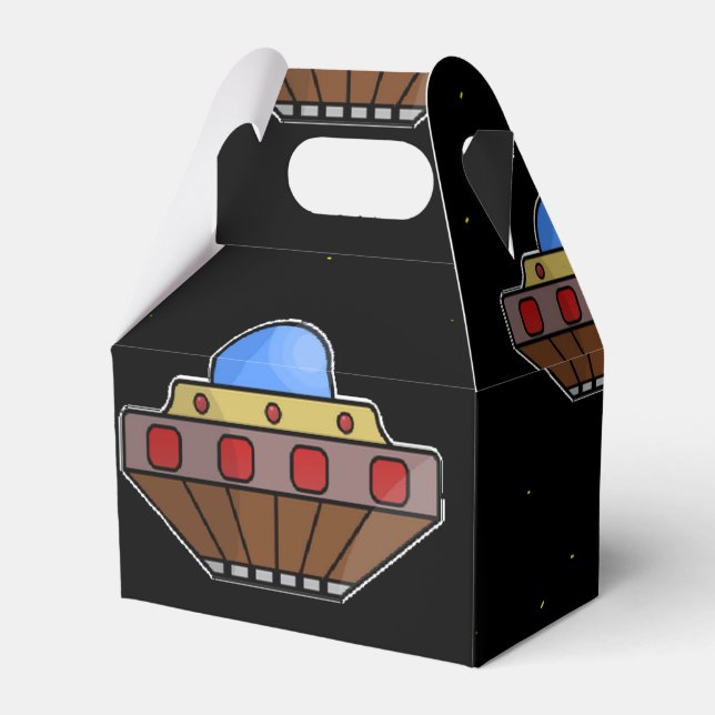 Flying ufo in space black favor box (Front Side)