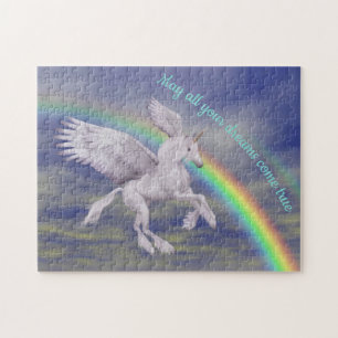 Flying Unicorn Over Rainbow Dreams Fantasy Horse  Jigsaw Puzzle
