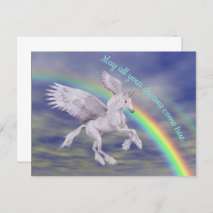 Flying Unicorn Over Rainbow Dreams Fantasy Horse  Postcard