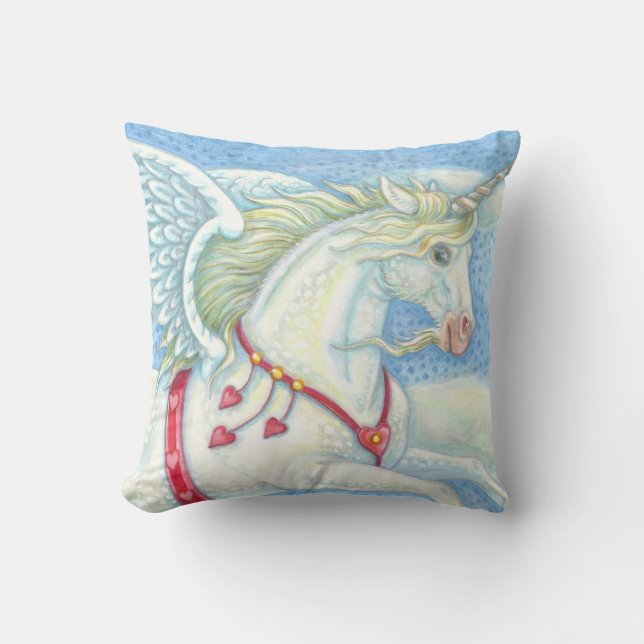 Flying Unicorn Pegasus HORSE THROW PILLOW (Front)
