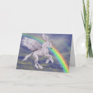 Flying Unicorn Rainbow Fantasy Art Photo Card