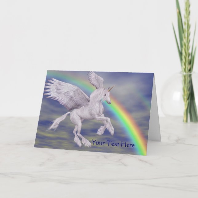 Flying Unicorn Rainbow Imaginaire Art Carte photo (Devant)