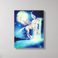 Flying Unicorn Waterfall Fantasy Horse Art