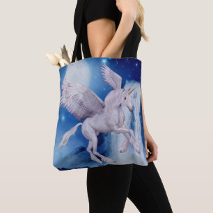 Flying Unicorn Waterfall Fantasy Horse Art Tote Bag