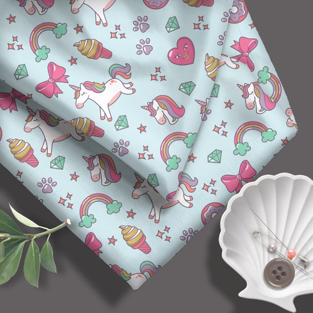 Flying Unicorns Rainbows Kawaii ID381 Fabric (Creator Uploaded)