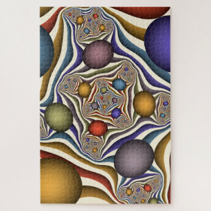 Flying Up, Colorful Modern Abstract Fractal Art Jigsaw Puzzle