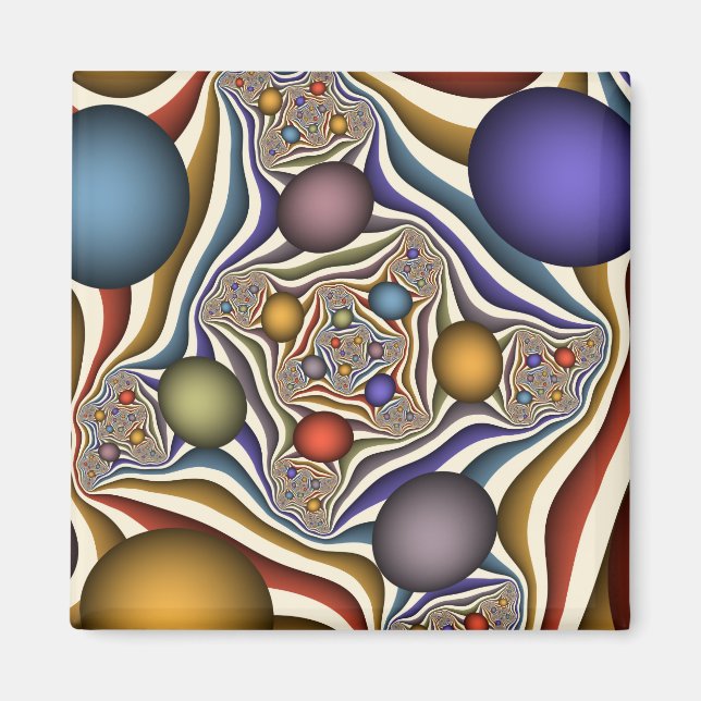 Flying Up Colorful Modern Abstract Fractal Art Magnet (Front)