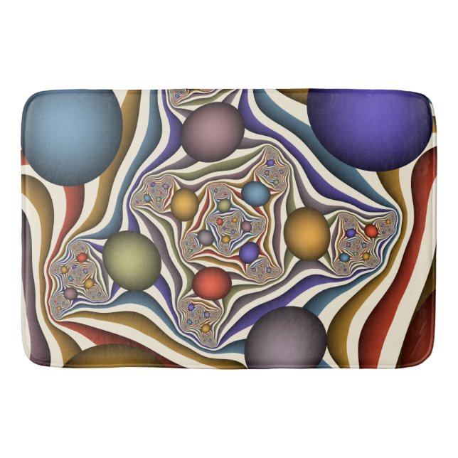 Flying Up Colourful Modern Abstract Fractal Art Bath Mat (Front)