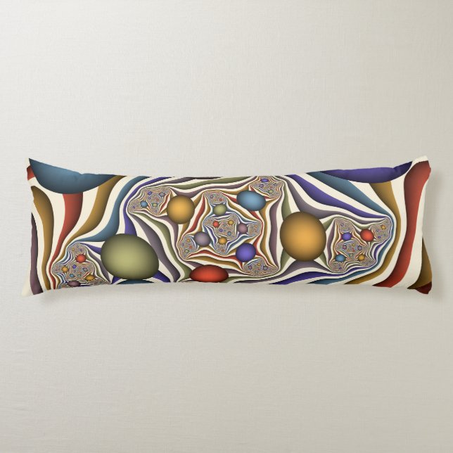 Flying Up, Colourful Modern Abstract Fractal Art Body Pillow (Front)
