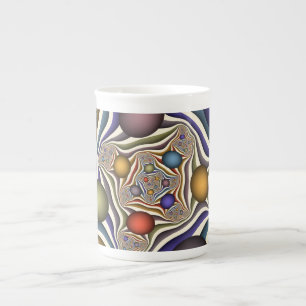 Flying Up Colourful Modern Abstract Fractal Art Bone China Mug