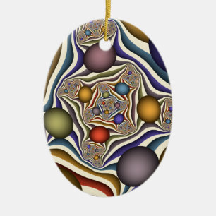 Flying Up Colourful Modern Abstract Fractal Art Ceramic Ornament