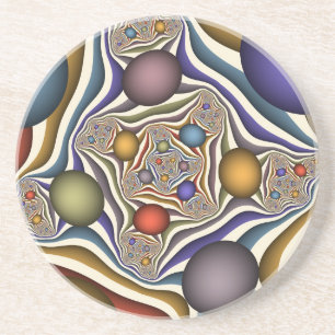 Flying Up Colourful Modern Abstract Fractal Art Coaster