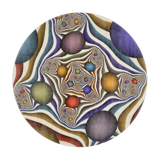 Flying Up Colourful Modern Abstract Fractal Art Cutting Board (Front)