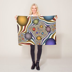 Flying Up, Colourful, Modern, Abstract Fractal Art Fleece Blanket