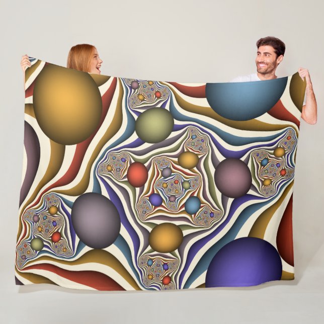 Flying Up, Colourful, Modern, Abstract Fractal Art Fleece Blanket (In Situ)