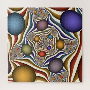 Flying Up, Colourful Modern Abstract Fractal Art Jigsaw Puzzle