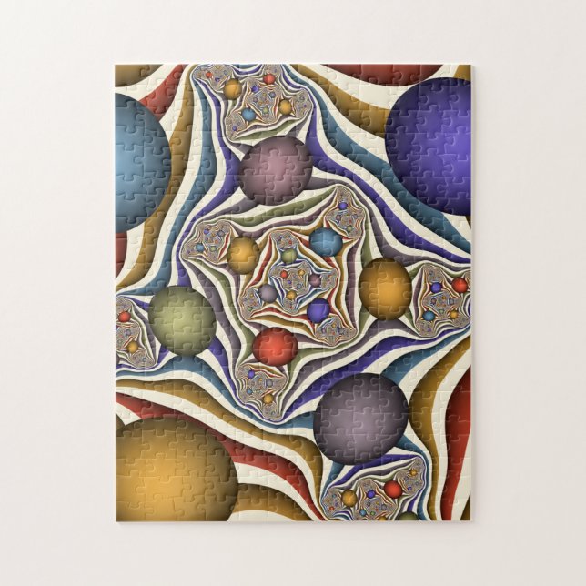 Flying Up, Colourful Modern Abstract Fractal Art Jigsaw Puzzle (Vertical)