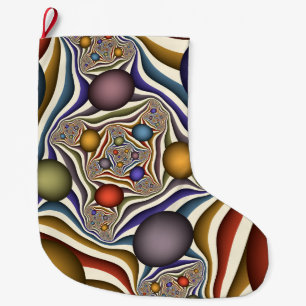 Flying Up Colourful Modern Abstract Fractal Art Large Christmas Stocking