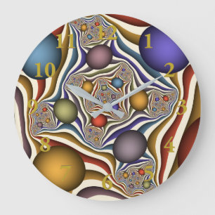 Flying Up, Colourful, Modern, Abstract Fractal Art Large Clock
