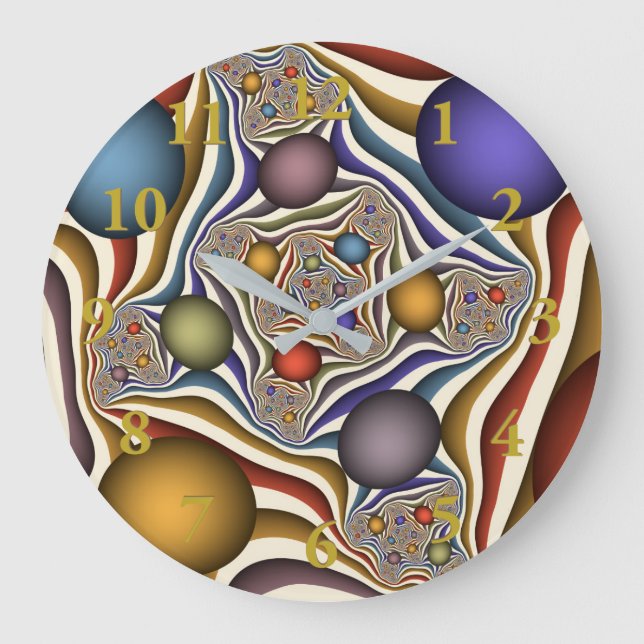 Flying Up, Colourful, Modern, Abstract Fractal Art Large Clock (Front)