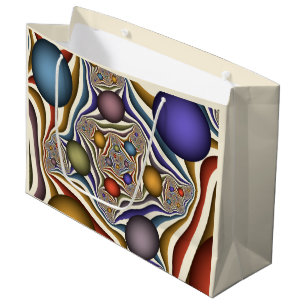 Flying Up Colourful Modern Abstract Fractal Art Large Gift Bag