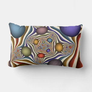 Flying Up, Colourful, Modern, Abstract Fractal Art Lumbar Pillow
