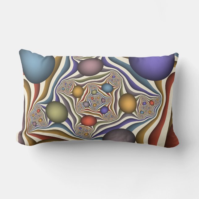 Flying Up Colourful Modern Abstract Fractal Art Lumbar Pillow (Front)