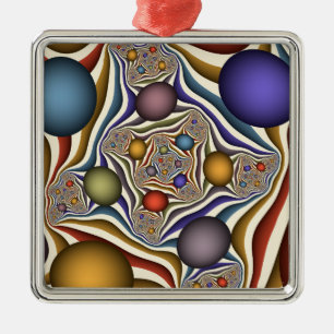 Flying Up Colourful Modern Abstract Fractal Art Metal Ornament