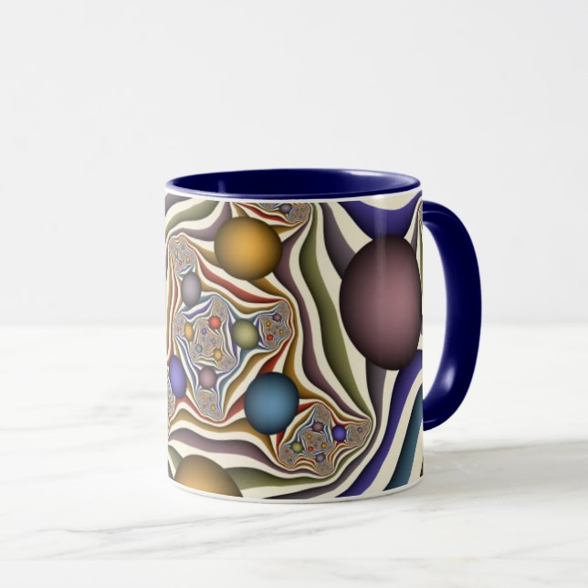 Flying Up, Colourful, Modern, Abstract Fractal Art Mug (Front Right)