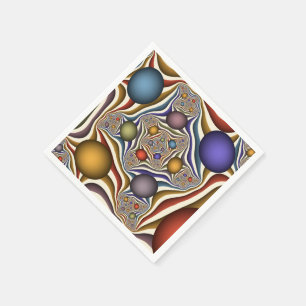 Flying Up, Colourful, Modern, Abstract Fractal Art Napkin