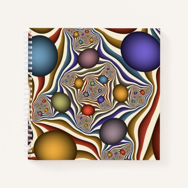 Flying Up Colourful Modern Abstract Fractal Art Notebook (Front)